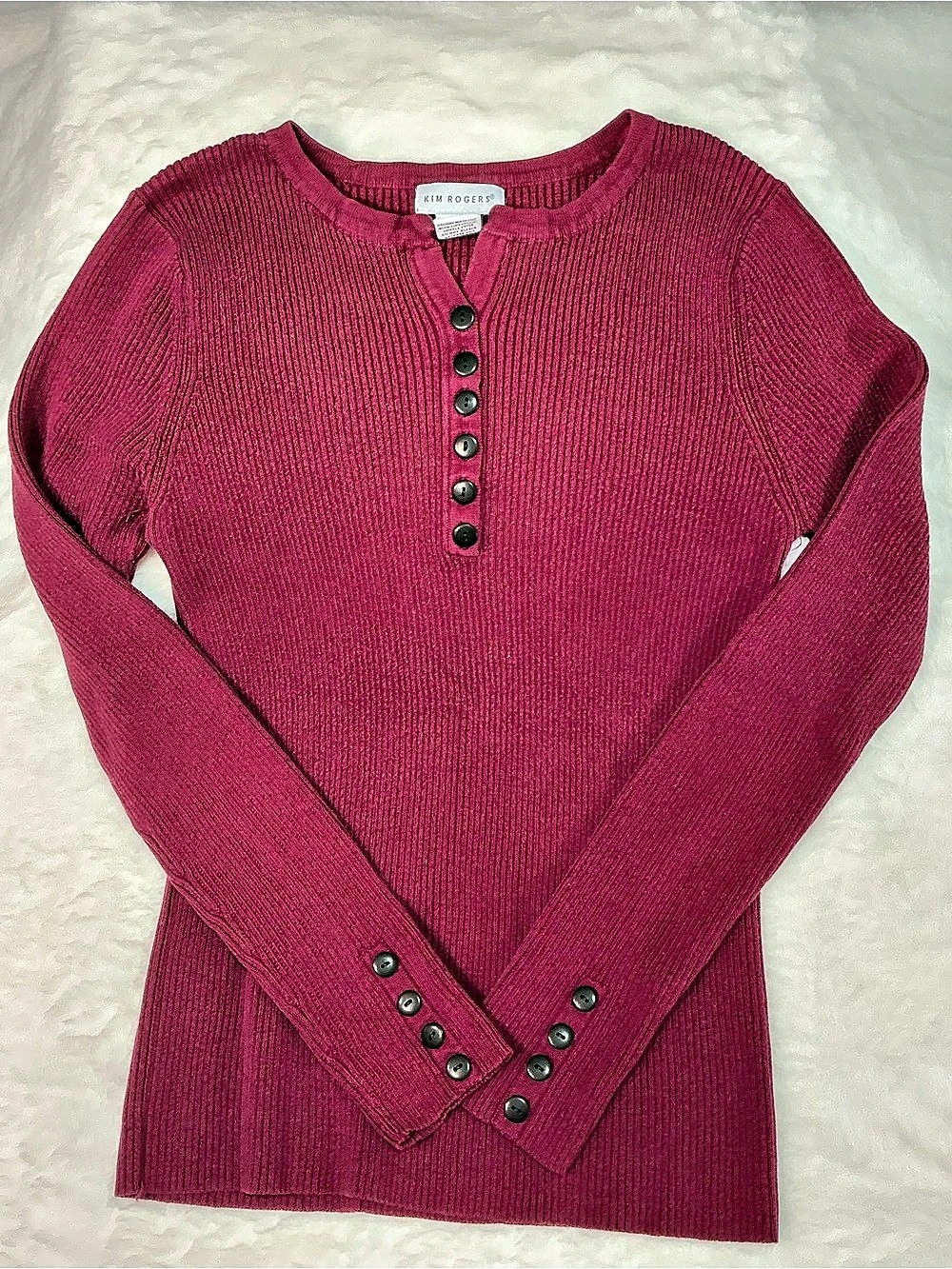 KIM ROGERS Button Front Sweater Size Medium Like New